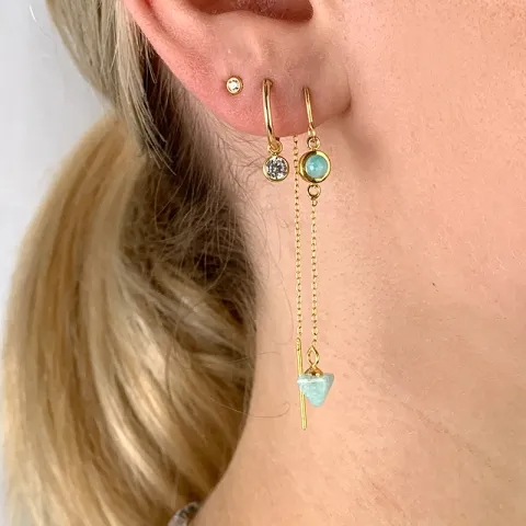 amatsoniitti ketjukorvakorut  kullattu hopea