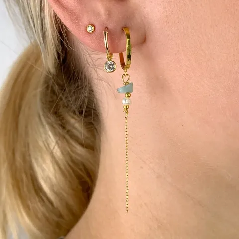 amatsoniitti ketjukorvakorut  kullattu hopea