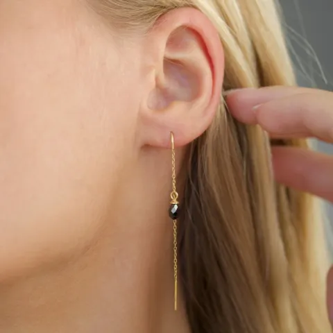 mustat zirkoni ketjukorvakorut  kullattu hopea - Loom Stones