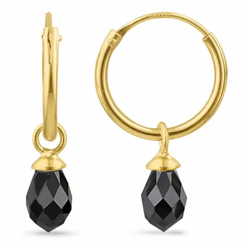 12 mm mustat zirkoni rengas  kullattu hopea - Loom Stones