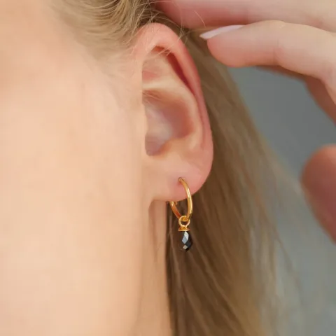 12 mm mustat zirkoni rengas  kullattu hopea - Loom Stones