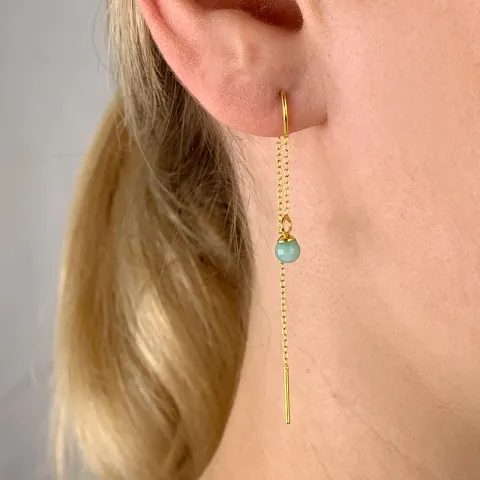 amatsoniitti ketjukorvakorut  kullattu hopea