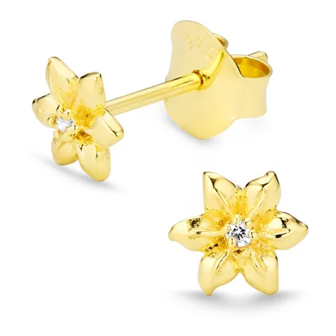 kukka zirkoni korvarenkaat  kullattu hopea