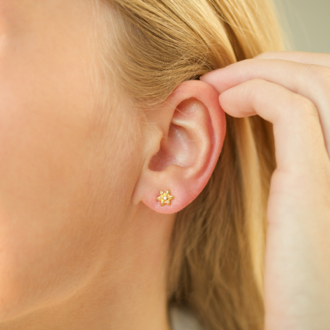 kukka zirkoni korvarenkaat  kullattu hopea