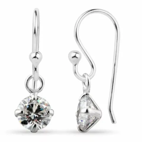 Pitkät pyöreä zirkoni korvarenkaat  hopea