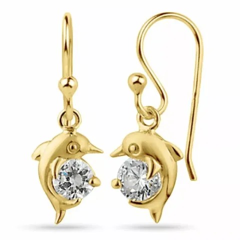 Pitkät delfiini zirkoni korvarenkaat  kullattua hopeaa