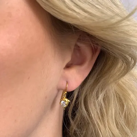 Pitkät delfiini zirkoni korvarenkaat  kullattua hopeaa