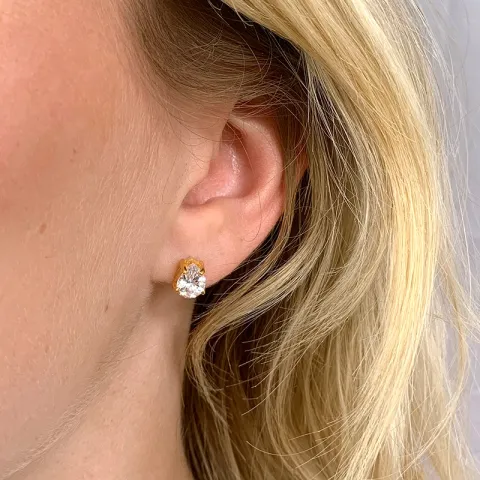 Pisara zirkoni nappikorvakorut  kullattua hopeaa