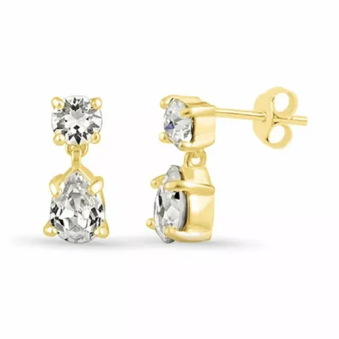 Pitkät pisara kristalli korvarenkaat  kullattua hopeaa