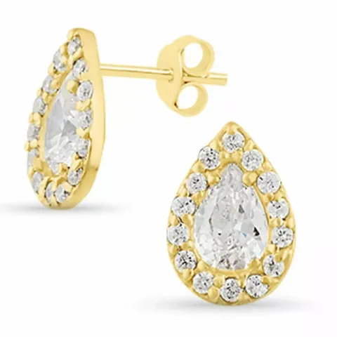 Pisara zirkoni nappikorvakorut  kullattua hopeaa