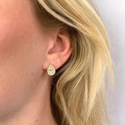 Pisara zirkoni nappikorvakorut  kullattua hopeaa