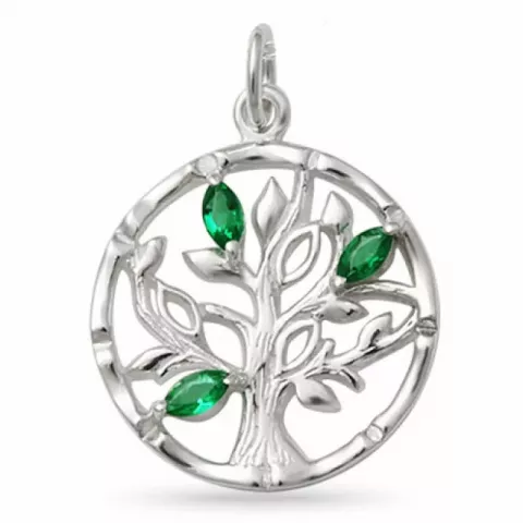 elämänpuu vihreä smaragdi riipus  hopeaa