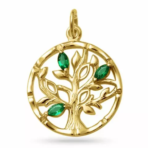 elämänpuu vihreä smaragdi riipus  kullattua hopeaa