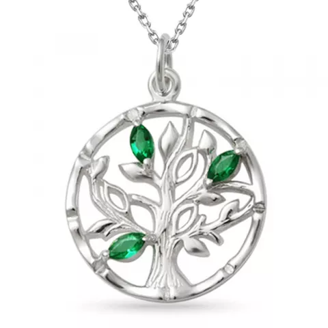 elämänpuu smaragdi riipus jossa on ketju hopeaa
