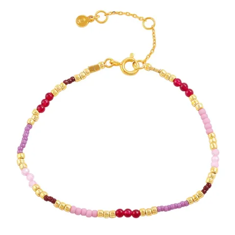 Hultquist Runa monivärisiä helmi rannekoru  kullattua hopeaa