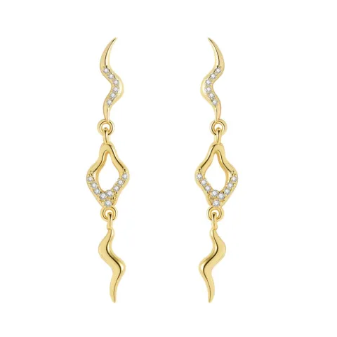 Nava Capella  pitkät zirkoni korvarenkaat  kullattua hopeaa