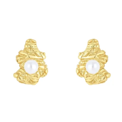 Nava Eos Petite Studs  helmi korvarenkaat  kullattua hopeaa