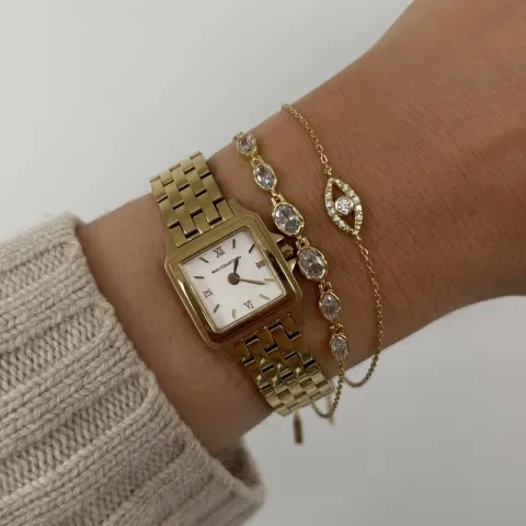 Nava Akhen rannekoru  kullattua hopeaa valkoinen zirkoni