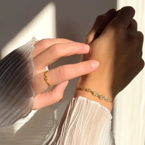 Nava Akhen rannekoru  kullattua hopeaa valkoinen zirkoni