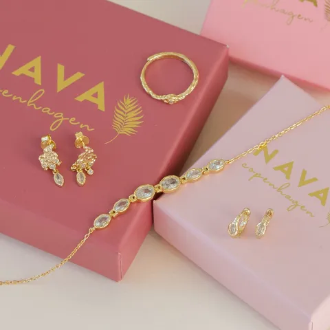 Nava Akhen rannekoru  kullattua hopeaa valkoinen zirkoni