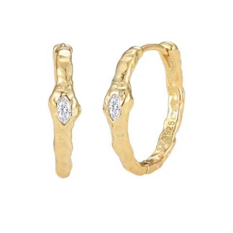 Nava Montu korvarenkaat  kullattua hopeaa valkoinen zirkoni