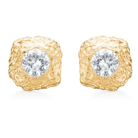 Studio Z Wild Clif nappikorvakorut  kullattua hopeaa valkoinen zirkoni