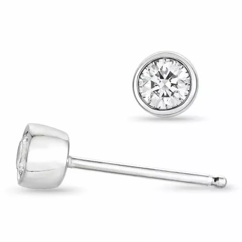 2 x 0,10 ct valkokultaa solitaire-nappikorvakorut 14 karaatin valkokultaa kanssa timantti