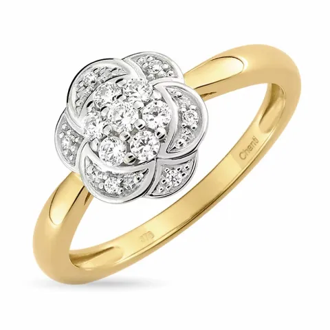 Kukka sormus 9 karaatin kultaa 9 karaatin valkokultaa