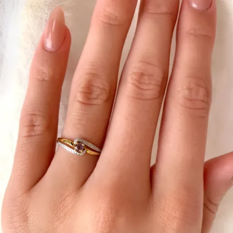 ametisti sormus 9 karaatin kultaa 9 karaatin valkokultaa