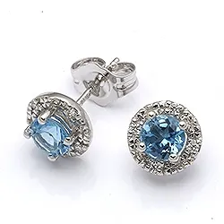 Pyöreitä korvarenkaat 9 karaatin valkokultaa kanssa topaasia ja zirkonia