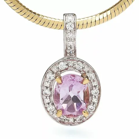 ovaali lila ametisti riipus  9 karaatin kultaa kanssa rodium