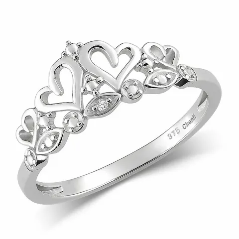 kruunu sormus 9 karaatin valkokultaa