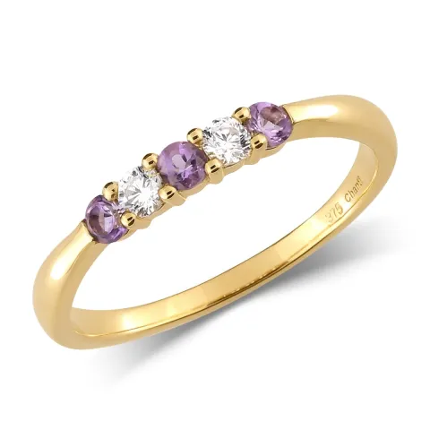 Kapea ametisti alianssisormus 9 karaatin kultaa