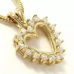 Sydän zirkoni riipus  9 karaatin kultaa