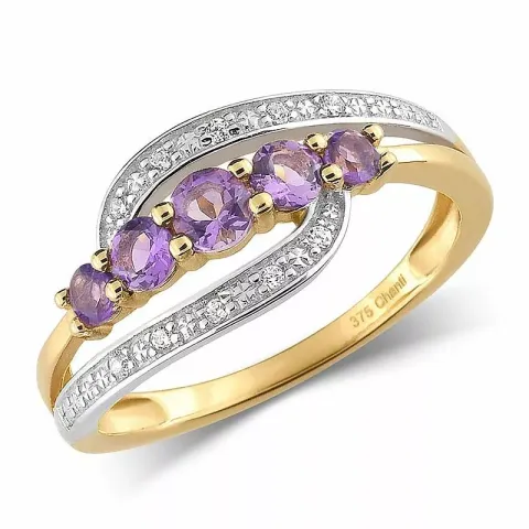 Kultaa renkaat: ametisti sormus 9 karaatin kultaa