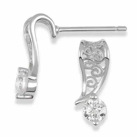 Valkokulta korvakoru 9 karaatin valkokultaa kanssa zirkonia