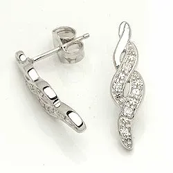 Valkokulta nappikorvakorut 9 karaatin valkokultaa kanssa zirkonia