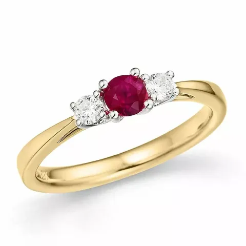 rubiini sormus 14 karaatin kulta ja valkokultaa 0,132 ct 0,28 ct
