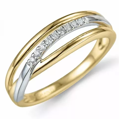 sormus abstrakti timantti sormus 14 karaatin kulta ja valkokultaa 0,07 ct
