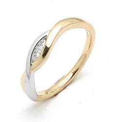 abstrakti timantti sormus 14 karaatin kulta ja valkokultaa 0,04 ct