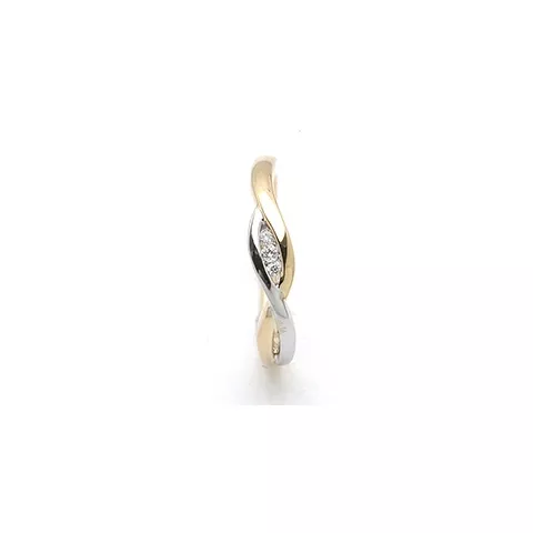 abstrakti timantti sormus 14 karaatin kulta ja valkokultaa 0,04 ct
