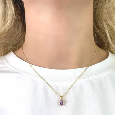 Lila ametisti riipus 9 karaatin kultaa