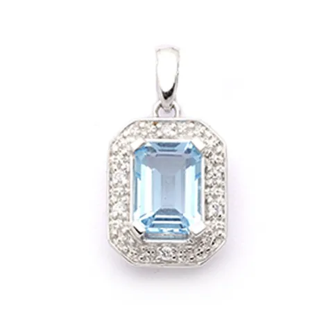 Neliskulmainen topaasi riipus  9 karaatin valkokultaa