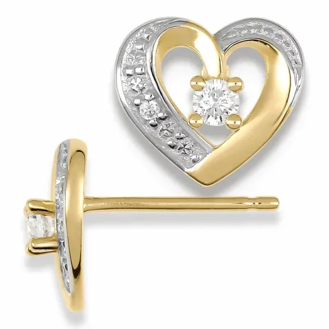 sydän korvarenkaat 9 karaatin kultaa kanssa rodium kanssa zirkoni