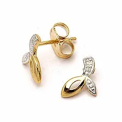 Abstrakti korvarenkaat 9 karaatin kultaa ja valkokult kanssa zirkonia