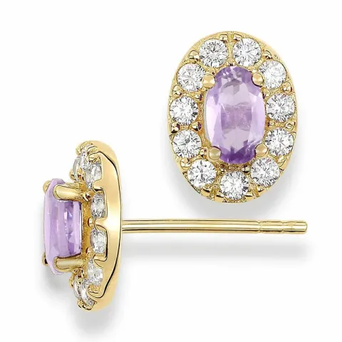 Ovaaleja korvarenkaat 9 karaatin kultaa kanssa ametistia ja zirkonia