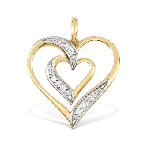 sydän riipus  9 karaatin kultaa kanssa rodium