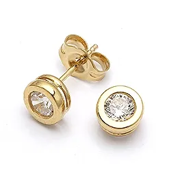 6 mm pyöreitä nappikorvakorut 9 karaatin kultaa kanssa zirkonia