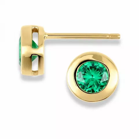 Pyöreitä korvarenkaat 9 karaatin kultaa kanssa synteettinen smaragdi