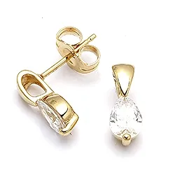 Zirkoni nappikorvakorut 9 karaatin kultaa kanssa zirkonia